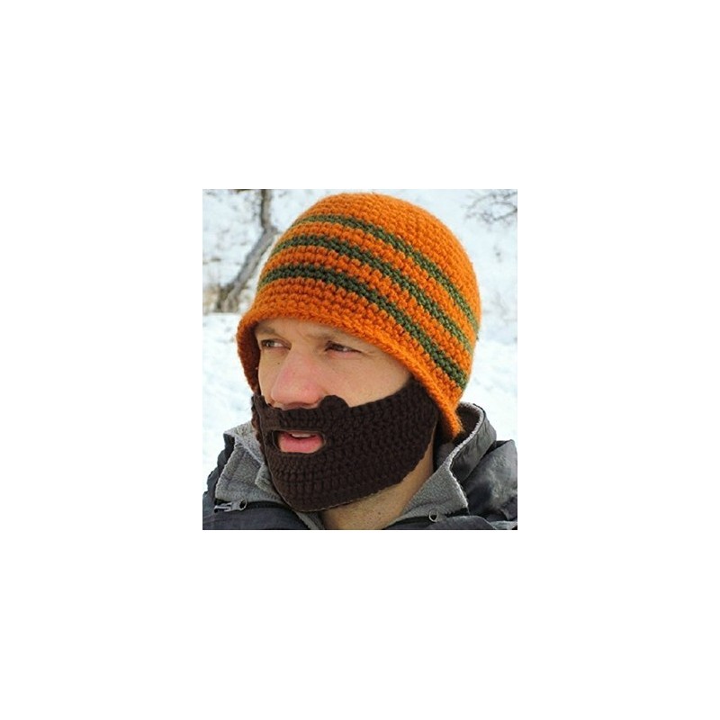 Cappello arancione a righe con la barba