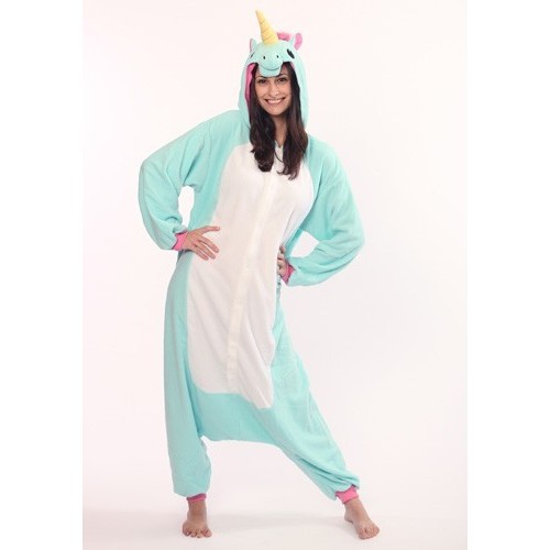 Pigiama intero giapponese Kigurumi Unicorno Azzurro