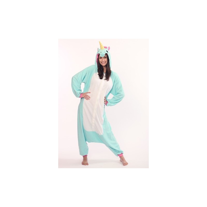 Pigiama intero giapponese Kigurumi Unicorno Azzurro