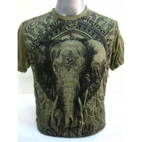 T-shirt Sure Design Elefante Ohm Cotone nero su verde