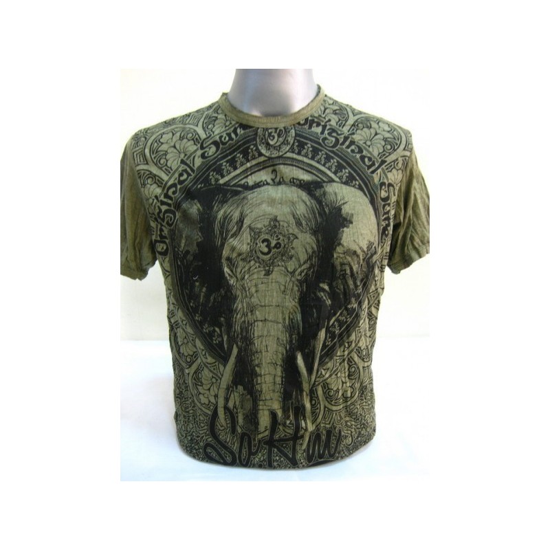 T-shirt Sure Design Elefante Ohm Cotone nero su verde