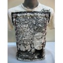 T-shirt Sure Design Buddha Sanscrito Cotone nero su bianco