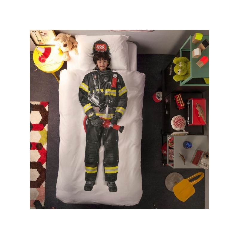 copripiumino pompiere SNURK 140 x 220 con copricuscino